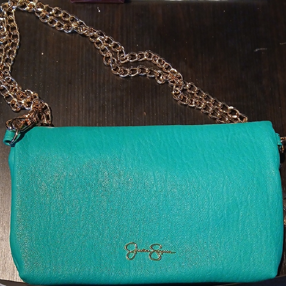 Jessica Simpson Teal Crossbody Bag with Gold Chain
